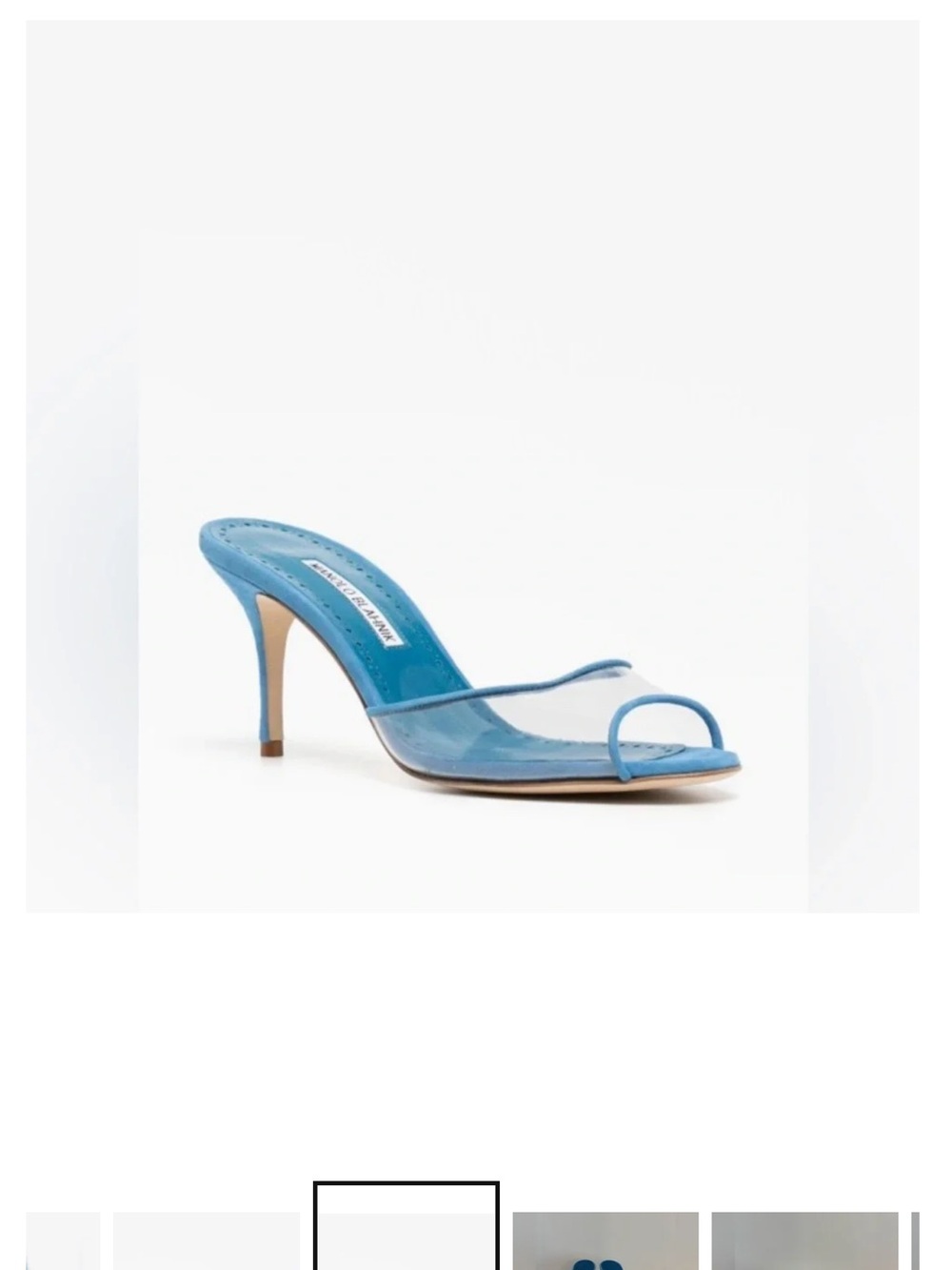 Manolo Blahnik Sky Blue Patent Leather Open-Toe Mule